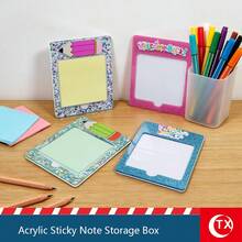 1 pieza Soporte para notas adhesivas de 5in*3.86in, Pizarra de escritura, Estante de almacenamiento de notas adhesivas de acrílico con tema de Bienvenida al Regreso a Clases, Soporte para mensajes y notas de oficina y estudio, Suministros escolares para el Día del Maestro y la temporada de Regreso a Clases, Adecuado para el almacenamiento de notas adhesivas y la exhibición de notas en el escritorio (Notas adhesivas no incluidas, debe usarse con notas adhesivas) - A - Ver 3