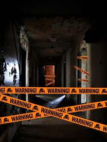 4pcs-Halloween Warning Tape, Venue Decoration Fence Tape, Skeleton Warning Tape Decoration, Outdoor Party Skeleton Tape, Indoor Zombie Halloween Party Decoration, Event And Party Supplies, Party Decoration, Halloween Decoration, Haunted House Decoration, Skeleton Decoration - Multicolor - View 7