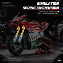 Blocchi da costruzione di motocicletta da corsa meccanica, modello di motocicletta realistico e dettagliato con parti mobili, giocattolo per adulti con assemblaggio ad alta difficoltà, regalo da collezione perfetto per ragazzi e adolescenti - Multicolore - Visualizzare 7