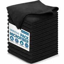 Juego de paños de limpieza planos negros, ultra suaves y de secado rápido y absorbentes - negro - Ver 1