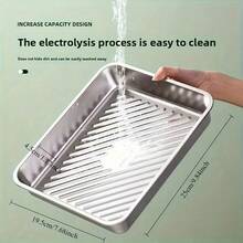 6pcs Large Stainless Steel Baking Tray With Lids, 3 Lids + 3 Trays, Vegetable Baking Tray, Easy To Clean, Suitable For Baking Vegetables And Meat, Ideal For Home And Restaurant Bulk Baking, Stackable, Convenient For Meal Preparation, Suitable For Food Storage, Catering Equipment And Tableware - Multicolor - View 4