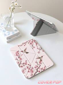 刺繡櫻花與蜂鳥圖案平板電腦保護殼,相容於 iPad Air 8 (M4) 2026 (11 吋) / 2026 (13 吋)、9.7/10.2/10.5/10.9/12.9/Pro 11/A16、第 10 代,適用於 Kindle Paperwhite 第 12 代 2024、Kindle (第 11 代 - 2024 年上市),柔軟防摔、智慧休眠喚醒功能、Y 型折疊平板電腦保護殼、多角度觀看 - 彩色 - 查看 4