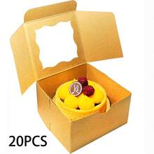 20-200 Pcs 4x4 X 2.5 Inches  White Bread Box With Window, Cupcake Box, Cookie Box, Miniature Pastry Box For Desserts, Strawberries And Pastries - 卡其色 - 查看 7
