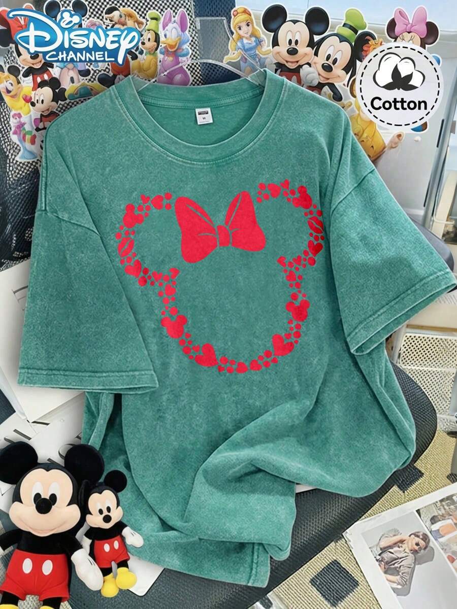 [Disney Licensed]Disney Oversize Round Neck Washed T-Shirt With Disney Angel Print, S~5XL, Disneyland, Disney Animal Kingdom, Disney Family Vacation Trip, Summer Outfits For Women, Vacation Outfits Women, Dresses,, Dresses For Women, Summer Clothes, Summer Tops, Capris For Women, Rompers For Women, Jeans For Women, Jorts, Graphic Tees Women, Tank Tops Women, Dresses For Women Summer, Summer Tops, Summer Clothes, Summer, Swimsuits For Woman, Bathing Suits For Women, Bikinis, White Tank Top, Women Sweatshirts & Hoodies, Cord Sets For Women, Trajes Elegantes De Mujer, Conjuntos De Dos Piezas Para Mujer, Skirt Two Piece Set, Conjuntos De Mujer, Blusas, Trajes De Mujer Casual, Free Shipping, Co Ords Sets Women, Faldas - Mint Green - View 1