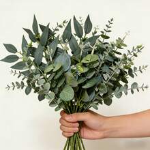 20pcs 4 Types Artificial Mixed Eucalyptus Leaves - Suitable For Indoor And Outdoor Display - Can Be Used For Wedding Decoration, Floral Arrangement And Other Daily Decor Scenes - Multicolor - View 3