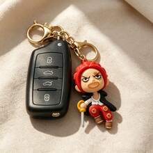 MINISO One Piece Shanks Character Keychain, Anime Mini Figure Bag Charm With Sword Detail & Metal Key Ring, Backpack Purse Accessory, Back To School Gift - Style 1 - View 3