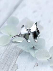 1pc Stingray Minimalist Style Copper Material Silver Color Women's Ring Suitable For Daily Wear Party Accessory - Multicolor - View 5