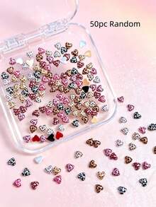 10-100pcs Y2K Leopard Print Bow & Heart Nail Charms, 3D Resin Flatback Nail Art Decoration, Cute Mini Bow Nail Studs For DIY Manicure Accessories - Multicolor - View 14
