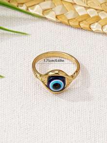 1pc Fashionable Versatile Gold-Plated Zinc Alloy Devil's Eye Ring For Women - Yellow Gold - View 4