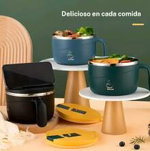 This Portable Ramen Bowl With Lid Is Made Of 304 Stainless Steel And Is Also An Insulated Soup Cup. It's Suitable For Ramen, Soup, Oatmeal, Etc., And Comes With A Handle, Making It Perfect For Office, Dormitory, And Travel Use. - 均碼 - 查看 6