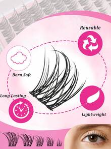 Himirell 120pcs C Curl Natural Lash Clusters, Soft Short Individual Lash Clusters For Eyelash Extensions, DIY Lash Clusters To Create Natural Makeup Look, Easy For Newbies, Reusable, Suitable For Daily Makeup - C - View 4