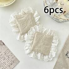 2/6/12pcs Solid Color Heart-Shaped Lace Fabric Coasters, Absorbent Tea Ceremony French Heat Insulation Pads, Washable & Reusable, Suitable For Coffee Table Decor, Holiday, Living Room, Dining Room, Party, Home Decoration - Multicolor - View 27