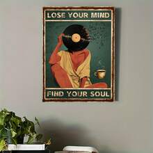 1pc Vintage Vinyl Record Unframed Canvas Wall Art- Inspirational Quote "Lose Your Mind Find Your Soul", Music-Themed Wall Decor, Perfect Gift For Him& Her, Ideal For Living Room Or Bedroom Decor - 666 - View 3