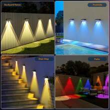2/4 Packs Solar LED Beam Projector Light, IP65 Waterproof Auto Dusk To Dawn Outdoor Wall Light, Color Changing Decorative Lamp For Fence, RV, Yard, Patio & Holiday Decor - One Size - View 10