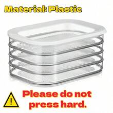 1 pièce Boîte de conservation alimentaire transparente et empilable avec couvercle étanche, convient pour le réfrigérateur/congélateur pour ranger le bacon, le jambon, le fromage, la viande, la volaille, les fruits de mer, gain de place - Multicolore - Voir 5
