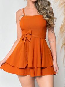 Basic Printed Romper With Padded Cups Duna Premium Sizes P, M, G, And GG - Terracotta - View 6