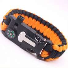 Pulsera trenzada de paracord para exteriores, pulsera de supervivencia multifuncional 5 en 1 con brújula de paracord - Multicolor - Ver 12