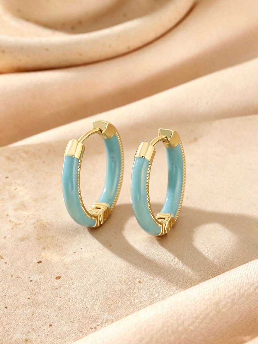 1 Pair Fashion Vintage Copper Oil Drip Geometric Round Stud Earrings Elegant High-End Women's Earrings Valentine's Date Gift - Round - View 1