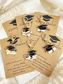 10 pièces Ensemble de porte-clés en forme de mortier,Cadeau commémoratif pour les anciens élèves,Cadeau pour elle/lui -Porte-clés avec cartes de motivation pour l'anniversaire,Cadeaux de rentrée scolaire - Multicolore - Voir 10