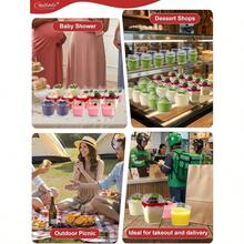 120 Sets Dessert Cups With Lids And Spoons, 5oz 6oz Plastic Parfait Cups Easter Spring Party Disposable Dessert Containers Serving Fruit And Pudding (360pcs, 3 Style) - Multicolor - View 2