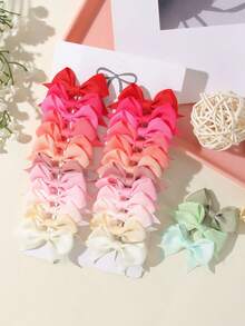 24入組彩虹漸層 grosgrain 緞帶蝴蝶結髮夾套組，柔軟瀏海側邊夾，適合節日派對/拍照拍攝 - 混合色 - 查看 3