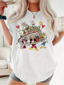 Disney Women''S Epcot Vintage Retro T-Shirt - & Minnie Mouse, Donald Duck & Daisy, Iconic Epcot Logo & Spaceship Earth Design, Soft Round Neck Short Sleeve Casual Summer Top For Theme Park, Halloween, Ladies T Shirts, T Shirt Women, - White - View 6