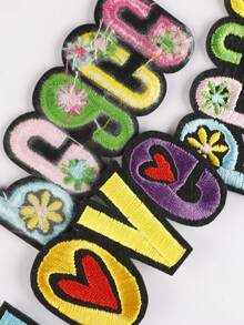 2pcs Love & Peace Letter Pattern Embroidered Patches, Cartoon Style Polyester Thread Iron-On/Sew-On Patches, Clothing Accessories Suitable For DIY Handmade Crafts, Clothing, Bags, Shoes, Curtains, Hats, Home Decor Patches And Other Accessories - Letter - View 4