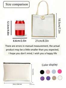 Conjunto de bolso tote y bolso de maquillaje con estampado nupcial - Bolso de hombro mini a rayas negras y blancas - Bolso de almacenamiento de artículos pequeños - Bolso de mano para vacaciones - Bolso de regalo para damas de honor - Perfecto para vacaciones en la playa, natación, compras, fiesta de boda y desplazamiento diario - Regalo perfecto para amigos y familiares - Multicolor - View 7