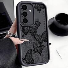 Funda de teléfono a prueba de golpes con gráfico inspirador de mariposa, compatible con iPhone, Honor - Negro 6 - Ver 4