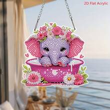 2D Flat, Charming Floral Rhinestone Art Pendant, DIY Diamond Painting Kit, Round Acrylic Rhinestone, Animal Theme, Mosaic Handicraft, Suitable For Garden, Window, Porch, Wall, Room, Study, Home Decor, Diamond Art Craft Set, Home Wall Decor And Gift, 2D Flat - A - View 1
