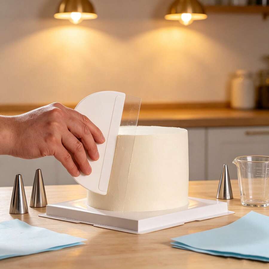 2/5 piezas Rasqueta para crema de pastel, Rasqueta suave transparente de plástico, Herramienta alisadora de pastel, Nivelador de crema, Rasqueta para dar forma a la crema batida y mousse, Juego de herramientas esenciales para decoración de pasteles en el hogar - Ver 1