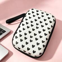 1pc Large Capacity High-Quality Heart Pattern EVA Hard Case Storage Bag, Shockproof And Scratch-Resistant, Suitable For Earphones, Power Banks, Cables, Chargers, Cameras And Other Digital Accessories, Essential For Students And Commuters - Multicolor - View 17
