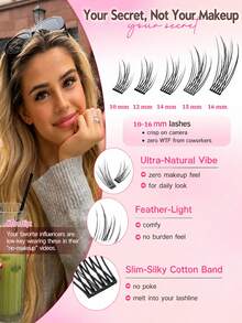 Lash Clusters Wispy 10-16mm Eyelash Clusters Natural DIY Cluster Eyelash Extensions Lash Individual 300pcs Short C Curve - C - View 3