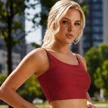 Acqua Bronze Women's Fitness Gym Top With Thin Straps And Elastic Lined, Zero Transparency Essential - 紫紅色 - 查看 4
