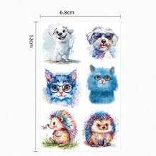 10入水彩可愛動物臨時紋身貼紙 獅子、蟒蛇、猴子、刺蝟、蜂鳥 多款組合叢林森林動物圖案 生日派對小禮物 - 彩色 - 查看 5