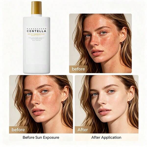 Crema Protectora Solar Física de Centella Asiática, Protege Contra el Daño Solar UV, Hidrata y Humecta Mientras Protege del Sol, Calma la Enrojecimiento y la Sequedad, Fortalece la Barrera Cutánea, Conveniente y Portátil, Adecuada para Uso Diario por Hombres y Mujeres en Múltiples Ocasiones