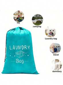 Extra Large Drawstring Travel Laundry Bag, Durable, For Dirty Clothes Storage, Easy To Install, Travel Essential, 4 Colors Available, Transparent Pattern, Drawstring Closure, Made Of High-Quality Tear-Resistant Polyester Fabric - Multicolor - View 4