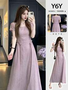 Y6Y 2026 New Women's Purple Summer Beach Vacation Dress Elegant - Purple - View 7