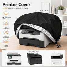 1pc Black 210D Oxford Fabric Printer Dust Cover, With Adjustable Drawstring, Protective Cover Suitable For Home And Office Printers And Copiers - Black - View 1