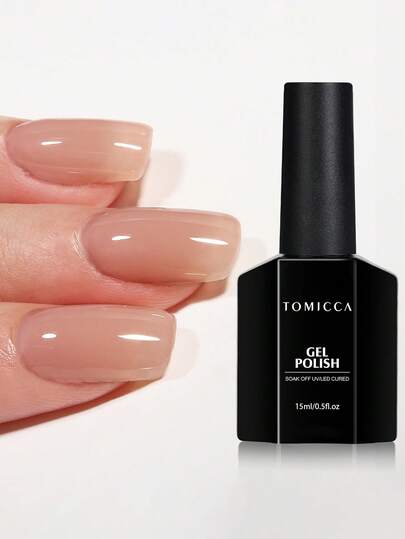TOMICCA ヌードピンクジェルネイルポリッシュ、15ml/1本、UV/LEDランプ クイックドライ、DIYホームマニキュアやギフトに適しています