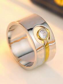 Bohemian Dual-Tone Ring Inlaid With Round Synthetic Cubic Zirconia, Ideal For Travel And Casual Daily Wear - Two-color - View 12