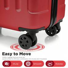 YONSLY 16 Inch Suitcase With Detachable Wheels 360° Combination Lock Double Zipper Soft Rubber Handle Trolley Travel Suitcase For Vacation - 紅色 - 查看 5