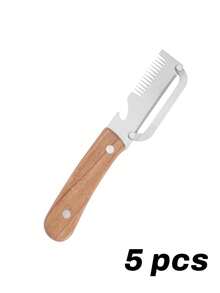 Custom 1/5/10pcs Multi-Functional Stainless Steel Vegetable Peeler With Grater And Bottle Opener, Stainless Steel Kitchen Peeler, Handheld With Wooden Handle, Practical Kitchen Tool, Suitable For Kitchen, Camping, And Travel Use - Multicolor - View 6