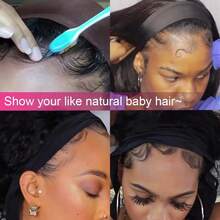 Kercsityn Pixie Cut Human Hair Headband Wig Curly Wave Remy Brazilian Human Hair Scarf Wigs For Black Women Machine Made Wig Free Hairband Included - Natural Black - View 9
