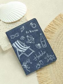 1pc Personalized Name Summer Denim Canvas Texture Passport Holder, Personalized Name Summer Beach Graffiti Pattern Passport Cover With RFID Blocking, Lightweight Travel Wallet And Passport Holder For Women And Men, Handmade Exquisite Travel Accessory, Unique Gift, Holiday Gift - Bright - View 15