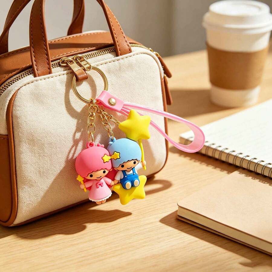 MINISO 三麗鷗卡通矽膠鑰匙圈手腕帶吊飾,可愛角色包包掛飾手機吊飾配件,適合日常攜帶、旅行穿搭、背包裝飾與托特包點綴 - 款式1 - 查看 1