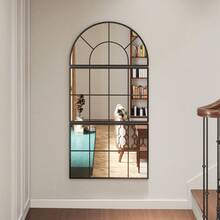 Three-Part Wall Mirror, Arched Mirror With Metal Frame, Decorative Window Mirror, Hanging Mirror For Bathroom Or Living Room, Black - 1PC - 查看 5