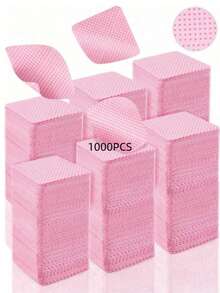 1000pcs Lint-Free Nail Polish Remover Pads - Acetone Resistant, Suitable For Nail Preparation And Gel Nail Removal, Can Be Used For Eyelash Extensions, Waterless Nail Cleaning, Suitable For Salon And Home Use, Pink Lint-Free Nail Wipes, Disposable Nail Polish Remover Pads, Non-Woven Nail Pads - Multicolor - View 17