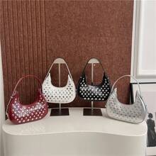 Bolso de mano moderno y versátil para mujer, estilo casual elegante con un toque de alta gama, bolso de hombro estiloso ideal para ir de compras. - Plateado - Ver 6