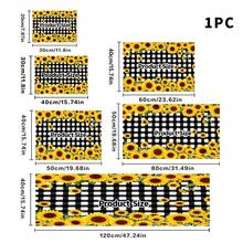 1 pieza Estera de secado de platos con estampado de girasol y cuadros, de alta absorción y secado rápido, almohadilla decorativa de drenaje para mesa de comedor, cafetería, encimera de cocina, regalo versátil para el hogar, decoración de escritorio - XYLSD-404 - Ver 14